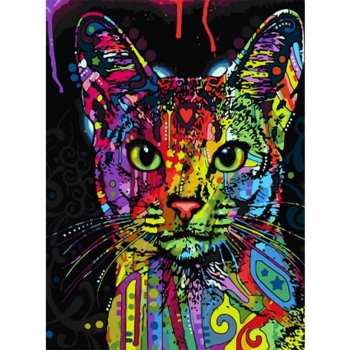 Obrazy diamentowe 5d 30 x 40 cm - kolorowy kot